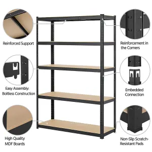 Yaheetech 5 Tier Adjustable Storage Shelf Black