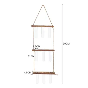 3 Tier Wall Hanging Plant Propagation Station with 9 Glass Plant Pot