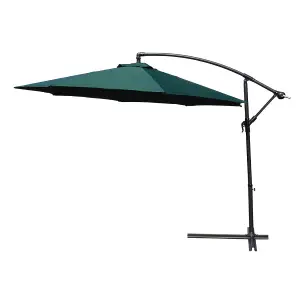 KCT Garden Parasol 3m Large Green Cantilever with Protective Cover and Base