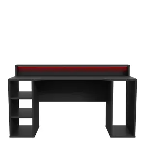 Loadout Black Gaming Desk 2 Shelves with Colour Changing LED