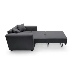 Olly Linen Single Sofa Bed in Black