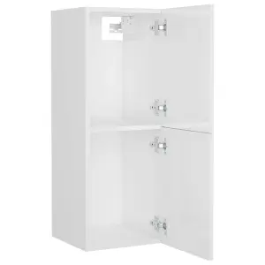 Berkfield Bathroom Cabinet High Gloss White 30x30x80 cm Engineered Wood