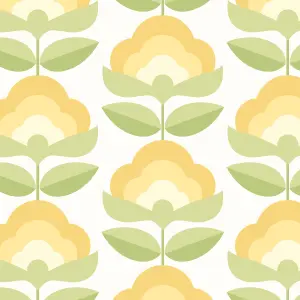 Hoopla Walls Retro Flower Sunshine Smooth Matt Wallpaper