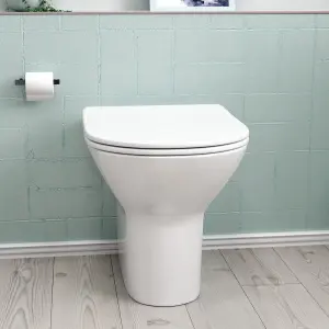 Nes Home Matson Modern Round Back to Wall Toilet with Soft Close Seat White