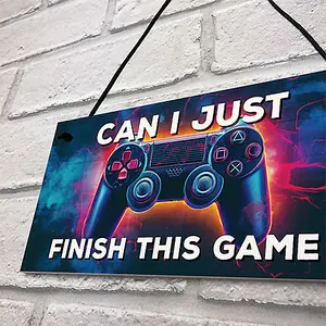 Red Ocean Neon Can I Just Finish This Game Hanging Gaming Sign For Boys Bedroom Sign Man Cave Sign Son Brother Dad Boys Gift