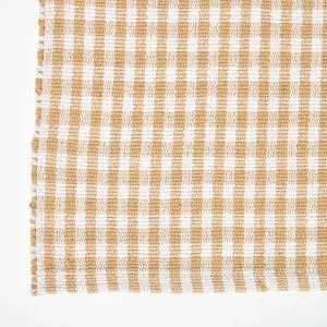 Homescapes Cotton Gingham Check Rug Hand Woven Beige White, 110 x 170 cm