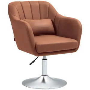 HOMCOM Stylish Retro Swivel Tub Chair Steel Frame Cushion Seat Dark Brown