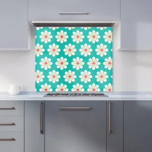 Daisy Pattern Premium Glass Kitchen Splashback W700mm x H750mm