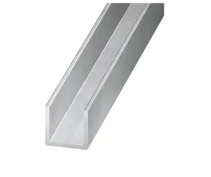 CQFD Silver effect Aluminium Equal U-shaped Angle profile, (L)1m (W)10mm (D)10mm (T)1mm