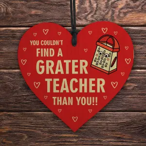 Red Ocean Thank You Teacher Gifts Wooden Hanging Heart - Teacher Gifts Leaving Gifts for Colleagues - Gifts for Teachers