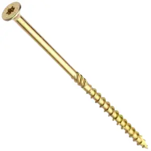 Torx Yellow Wood Screws 60mm x 5.0mm ( Pack of: 100 ) Countersunk High Performance Multi-Purpose TX Screw