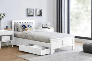 Furniturebox UK Azure White Wooden Solid Pine Quality Single Bed Frame (Single Bed Frame Only) Modern Simple Design