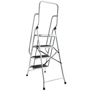 Home Vida 4 Step Ladder With Handrail Anti-Slip Mat Foldable Stool