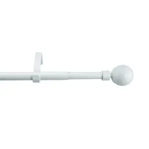 GoodHome Anafi Matt White Extendable Ball Single curtain pole set Set, (L)2000mm-3300mm (Dia)19mm