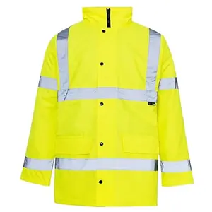 Medium Safety Security High Visibility Workwear Standard Parka Waterproof Security Reflective Jacket With Fluorescent Hood