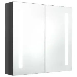 Berkfield LED Bathroom Mirror Cabinet Shining Grey 62x14x60 cm