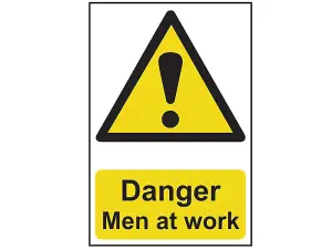 Durable PVC Danger Men At Work Sign 200x300mm