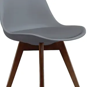 Soho Dark Grey Plastic Dining Chair with Squared Dark Wood Legs