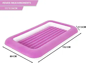 Trendi Kids Airbed with Bumper Junior Inflatable bed with Airlock Camping Bed Pink