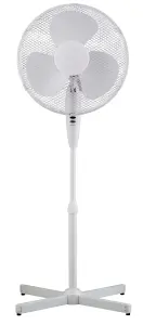 HIGHLANDS 16 inch Oscillating Pedestal Electric Floor Fan - Adjustable Modern Stay Cool 3 Speed Button Standing Indoor Fan - White