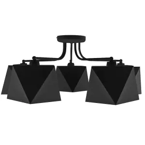 Luminosa Adamant Multi Arm Semi Flush Ceiling Light Black 75cm