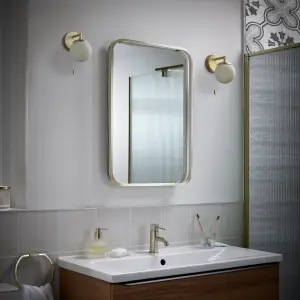 Sensio Aspect Brass effect Rectangular Wall-mounted Bathroom Illuminated mirror (H)50cm (W)39cm