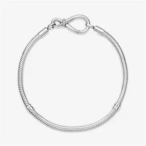 Pandora Moments Infinity Knot Snake Chain Bracelet - Sterling Silver - Sz. 17 cm