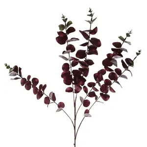 Pack of 6 x 100cm Artificial Eucalyptus Foliage Burgundy