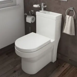 Nes Home 2 In 1 Compact Close Coupled Toilet and Basin Combo Space Saver Unit And Mono Mixer Tap