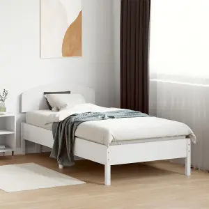 Berkfield Bed Frame without Mattress White 75x190 cm Small Single Solid Wood Pine