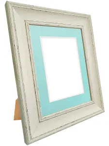 Scandi Pale Grey Frame with Blue Mount for Image Size 4 x 3 Inch