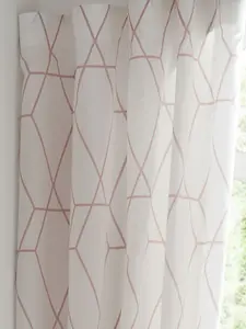 Metro Geometric Diamond Lined 72'' Curtains - Blush