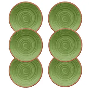 Purely Home Rustic Swirl Green Melamine Side/Salad Plates - Set of 6