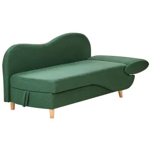 Right Hand Fabric Chaise Lounge with Storage Green MERI II