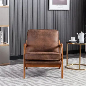 Accent Chair Mid-Century Modern Chair Armchair with Solid Wood Frame for Living Room, Bedroom, Belcony (1,Coffee)