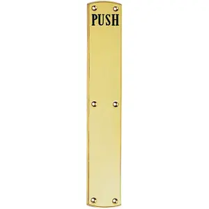 Traditional Push Engraved Door Finger Plate 457 x 75mm Polished Brass