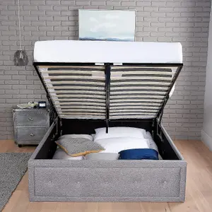 King Size Ottoman Bed With Pocket Sprung Mattress & Lift Up Storage