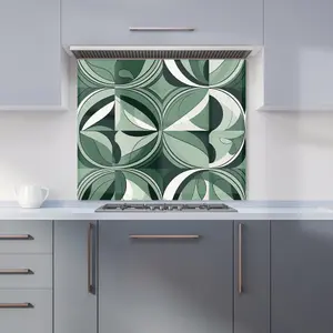 Geometric Green Black Premium Glass Kitchen Splashback W900mm x H750mm