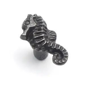 Oakcrafts - Small Cast Iron Seahorse Cabinet Knob - Approx 45mm - Pack of 6