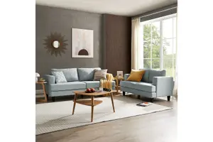 Dale 3 Seater Sofa, Pale Blue Linen Fabric