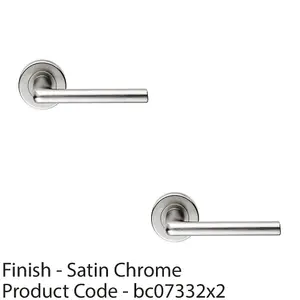 2 PACK - PAIR Rounded Straight Bar Door Handle Concealed Fix Round Rose Satin Chrome