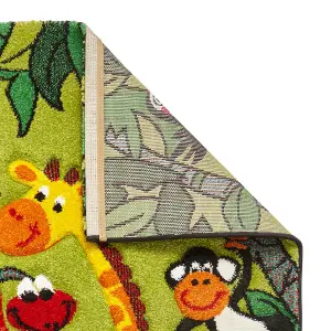 Green Kids Modern Pictorial Animal Graphics Easy to Clean Rug for Living Room Bedroom and Dining Room-80cm X 150cm