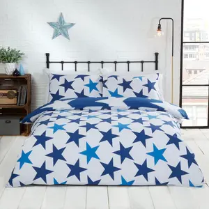 Sally Polyester Geometric Shapes Duvet Cover with Pillowcases Navy / Double - 2 Standard Pillowcases