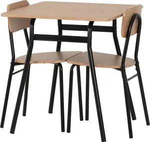 Warren Dining Set with 2 Chairs Oak Effect and Black