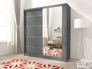 Maja I Alu Sliding Door Wardrobe 200cm in Grey