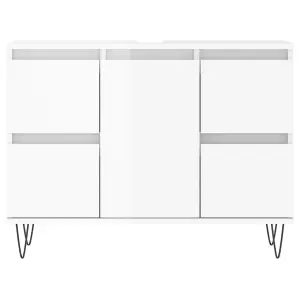 Berkfield Bathroom Cabinet High Gloss White 80x33x60 cm Engineered Wood