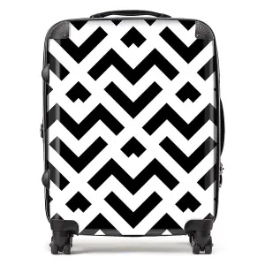 Black And White Abstract Pattern Suitcase - Large