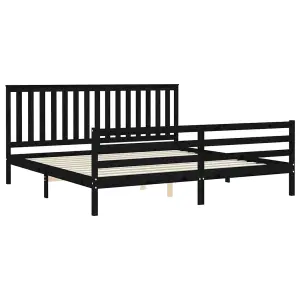 Berkfield Bed Frame with Headboard Black 200x200 cm Solid Wood