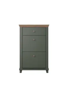 Evora 28 Shoe Cabinet in Green & Oak Lefkas - W710mm H1130mm D420mm, Practical and Stylish