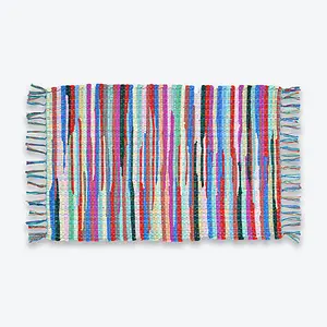 Chindi Recycled Rag Rug with Fringe - 50 x 80cm